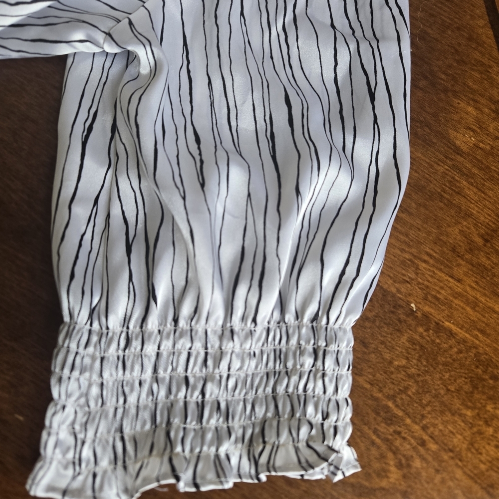 BCBG Maxazria Striped White and Black Women's Top. Size M - Picture 7 of 10